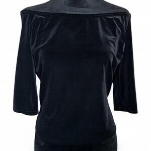 90s Vintage Black Velvet Off Shoulder Top – Jessica McClintock Fits M/L